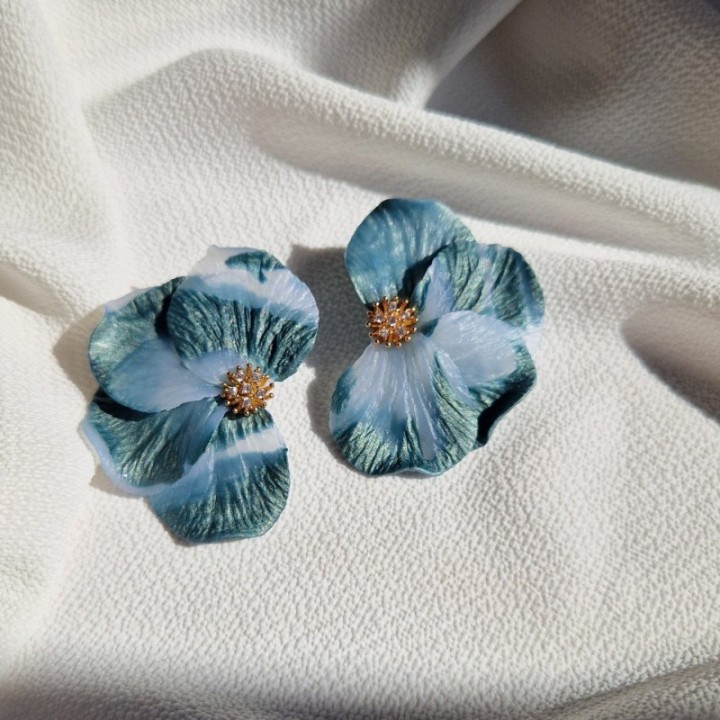 Media Flor Jaspeada Azul 1